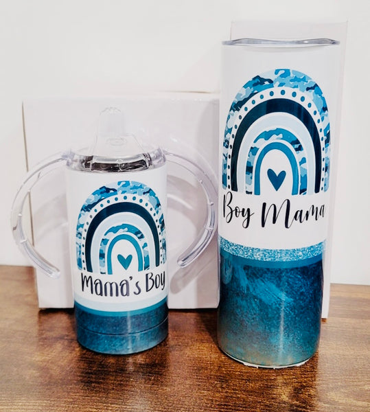 Mama's Boy and Boy Mom Tumbler Set